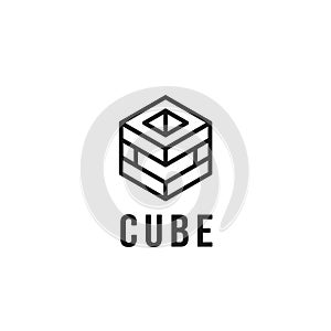 Cube line brick logo icon symbol simple