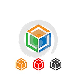 Cube logo design icon vector outbox. Abstract simple vector cube logo sign company icon symbol