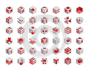 Cube logo vector design.  Cubes 3d set template graphic elements