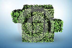 Cube made of green pieces in green concept - 3d rendering