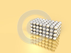 A cube made up of metallic balls. It represents a strong bond.