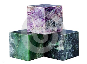 The cube from a mineral also charoit nephrite