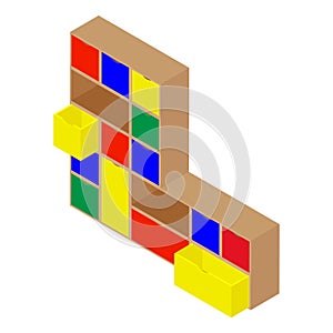 Cube modular storage furniture. Isometric view.