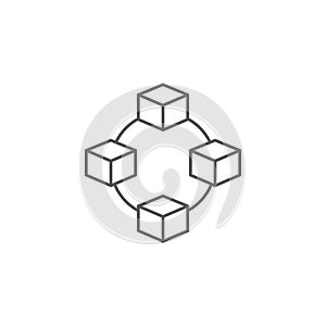 Cube network connection structure vector icon