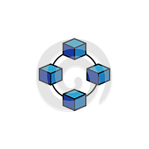 Cube network connection structure vector icon