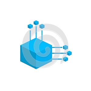 Cube network connection structure vector icon