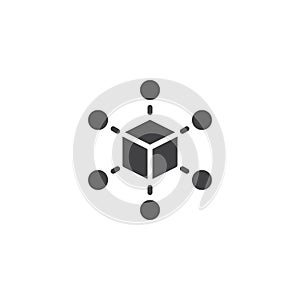 Cube network connection structure vector icon