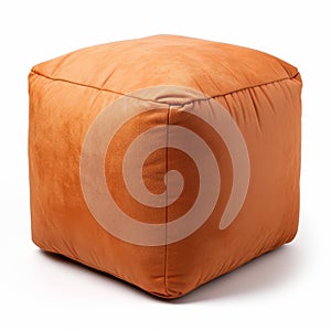 Cube Orange Velvet Ottoman - Softly Organic Pouf In Fujifilm Natura 1600 Style