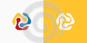 Cube puzzle abstract vector logo design