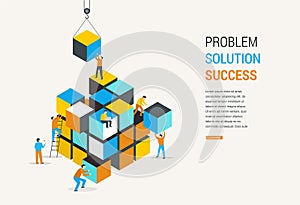 Cube Puzzle Solution Solving Problem Concept banner