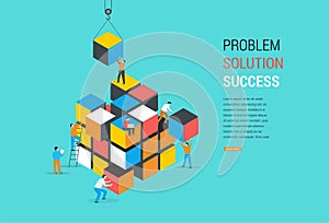 Cube Puzzle Solution Solving Problem Concept banner