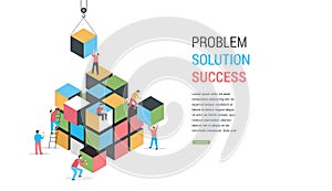 Cube Puzzle Solution Solving Problem Concept banner