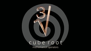 Cube root symbol, illustration. Mathematical Operators. Logo, poster of Math typographic sign.