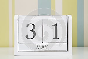Cube shape calendar for MAY 31