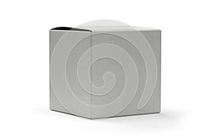 Cube shaped cardboard mockup isolated on white background
