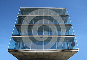 Cube-shaped modern glass building