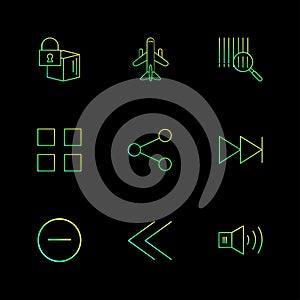 cube , share , blocks , speaker, user interface icons , arrows ,