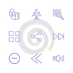 cube , share , blocks , speaker, user interface icons , arrows ,