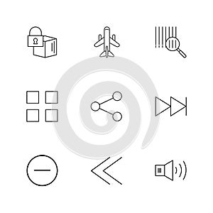 cube , share , blocks , speaker, user interface icons , arrows
