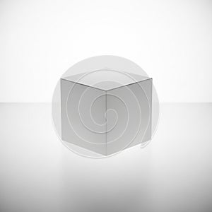 Cube with smooth surfaces and sharp edges is centrally positioned