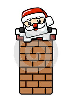 Cube Style Cute Santa Claus In The Chimney