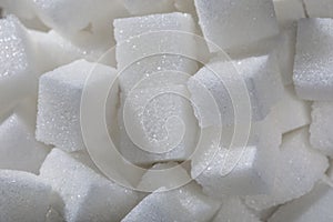 White cube sugar heap close-up
