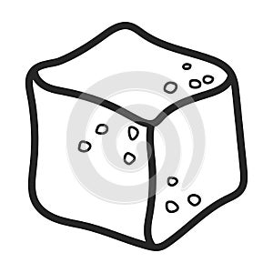 Cube of sugar vector icon.Line vector icon isolated on white background cube of sugar.