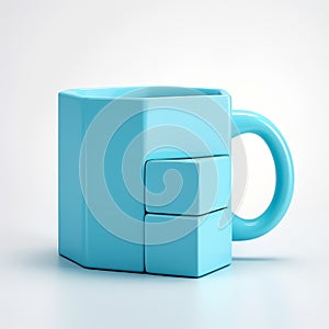 Cube Turquoise Mug With Sharp Finish - 3d Model