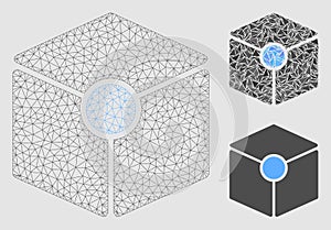Cube Vertex Vector Mesh 2D Model and Triangle Mosaic Icon