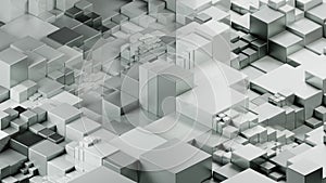 Cube wave background. Isometric view on white cubes. 3d render illustration.