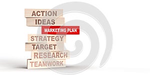 Cube wooden block hr human resource marketing action ideas marketing plan strategy target research teamwork