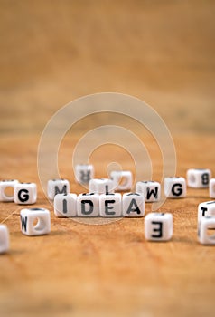 Cube words on wooden table