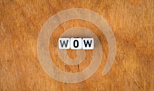 Cube words on wooden table