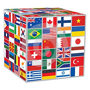 Cube with world flags