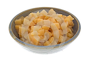 Cubed rutabagas in an old bowl