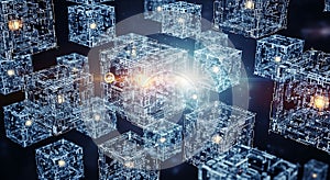 Cubes abstract technology network data structure connection digital future innovation ai