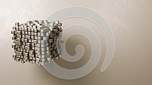Cubes Aggregation on Grey Background