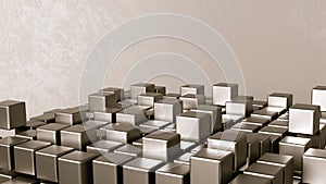 Cubes Aggregation on Grey Background photo