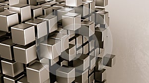 Cubes Aggregation on Grey Background