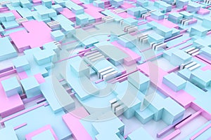 3d rendering, cubes board structure, circuit background