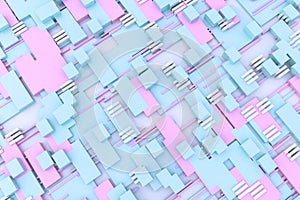 3d rendering, cubes board structure, circuit background