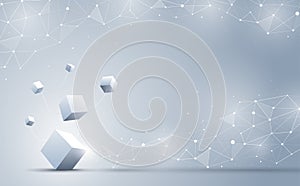 Cubes connecting to data sources. Abstract Science and Business technology background. Vector illustration.