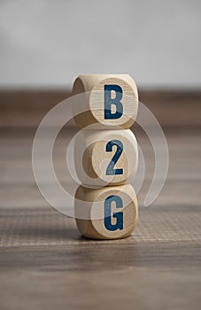 Cubes and dice with acronym B2G Business to government