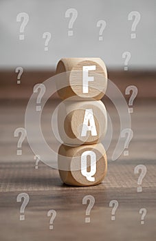 Cubes and dice with acronym faq frequently asked questions