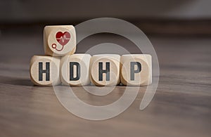 Cubes and dice with HDHP high-deductible health plan photo