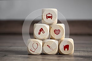 Cubes and Dice with medical symbols