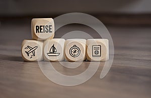 Cubes Dice with travel symbols