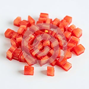 The cubes display vibrant red hues, with some slight variati