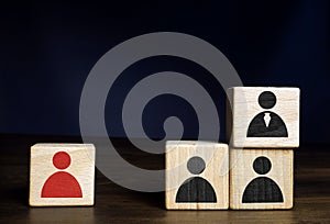 Cubes with figures as symbol Unfair Dismissal of an employee.