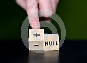 Cubes form the German saying 'plus minus null' (plus minus zero). photo